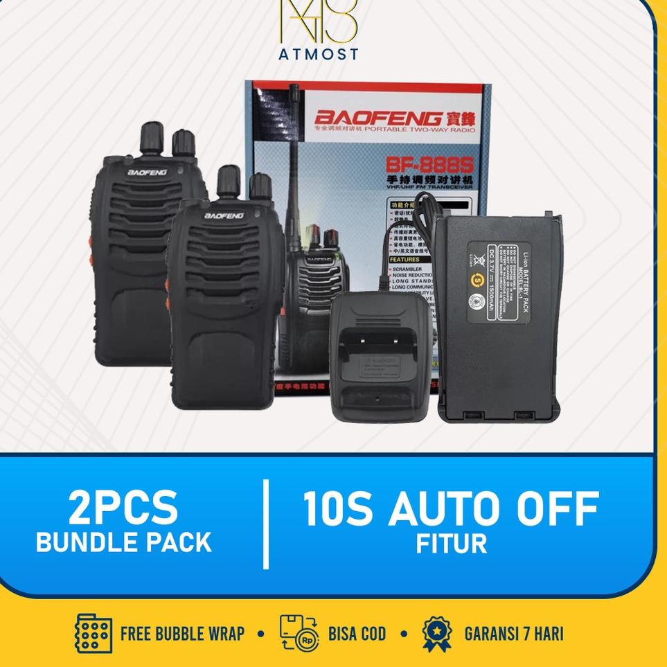 Y4k4J--ISI 2PCS HT HANDY TALKIE BAOFENG 888S Paket Bundle Transceiver Kapasitas Baterai 1500 mah UHF