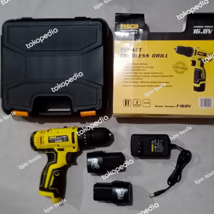 FISCH F168V cordless impact drill 10mm / mesin bor baterai impact 10mm