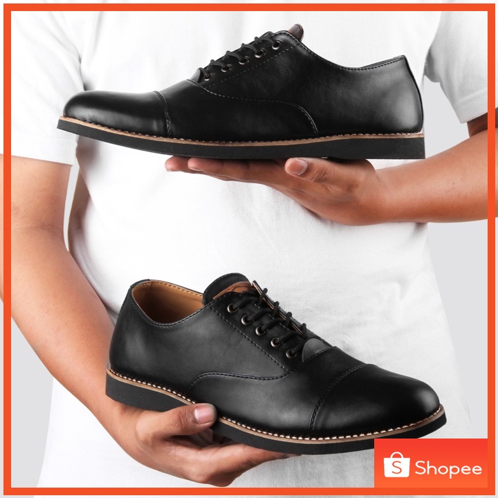 OXFORD BLACK (Original) - Sepatu Formal Pantofel Pria Casual Kulit Kerja Kantor Pantopel Original