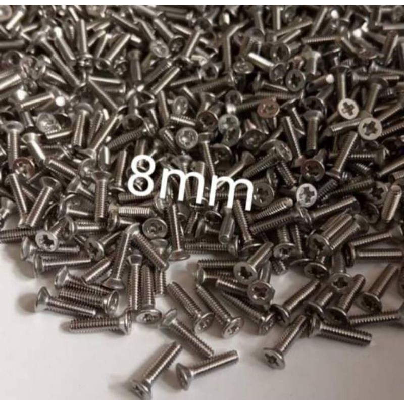 REP TAMIYA 15510 STAINLESS STEEL COUNTERSUNKS SCREW (100PCS) / BAUT PIPIH PALA RATA M2 (HARD STEEL MATERIAL)BAHAN KERAS