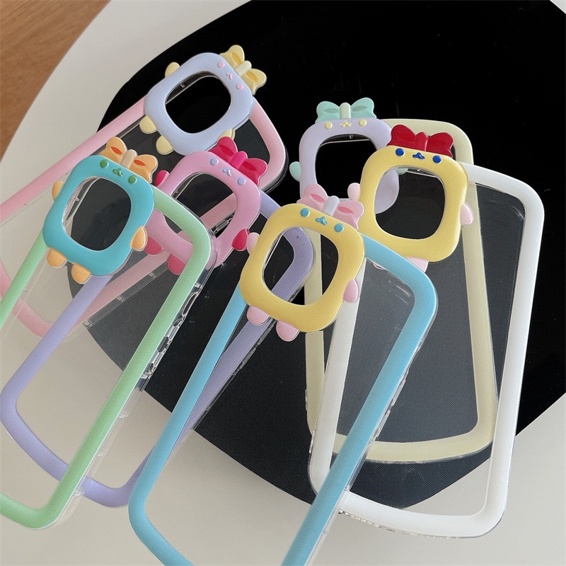 Case Transparan Motif Monster Kecil Warna Kontras Untuk IPhone X 13 12 11Promax xs xr