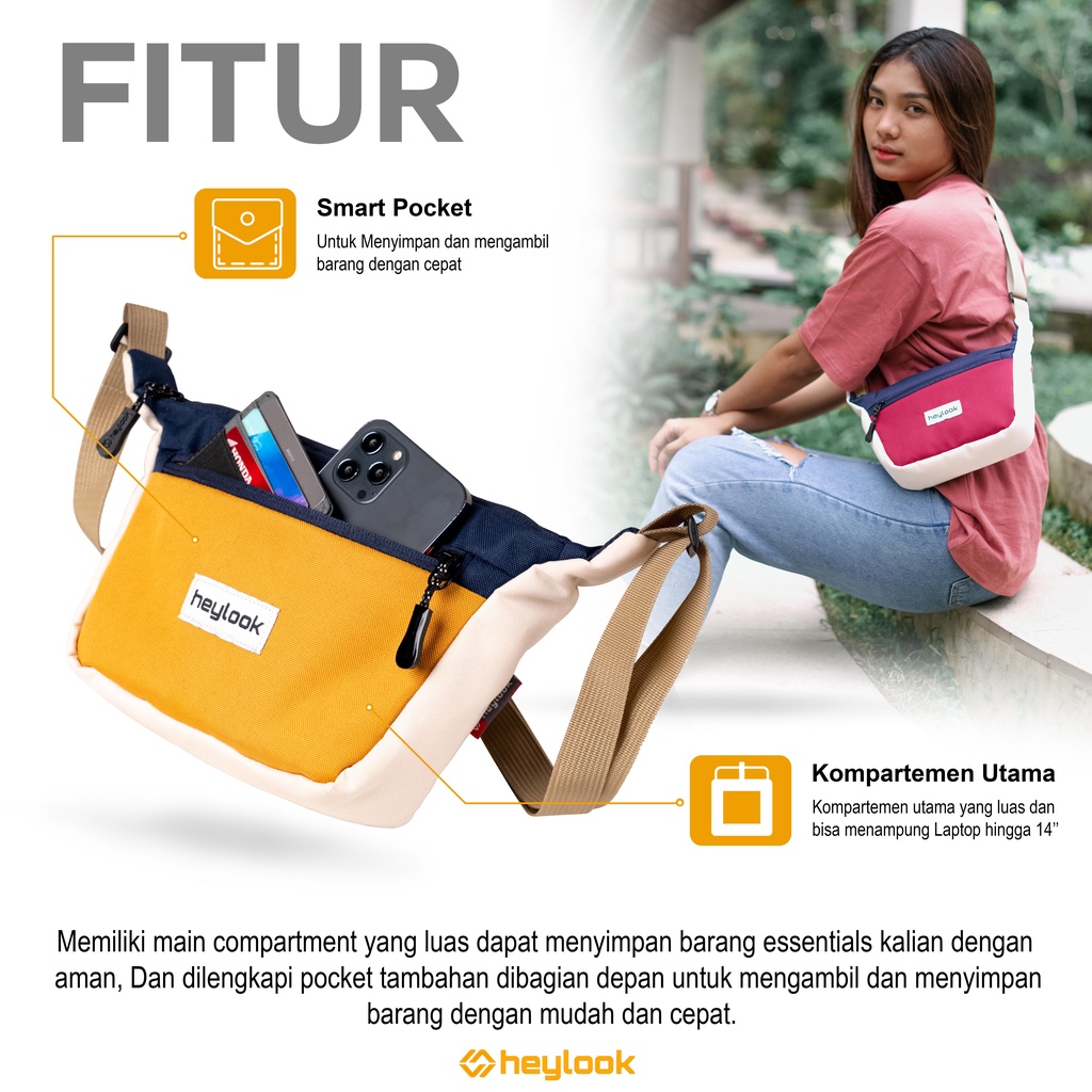 HEYLOOK Project - Tas Selempang Pria Wanita SIERRA Tas Dsitro Tas Slempang Mini Heylook - MAROON