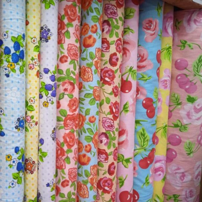 1 meter kain katun lokal motif bunga kain meteran kain motif kembang