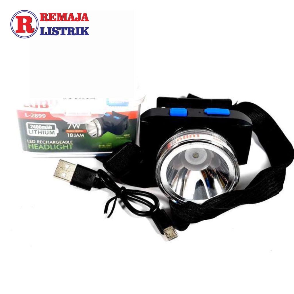 Senter Kepala Luby L-2899 Headlamp Cahaya Putih 7 Watt