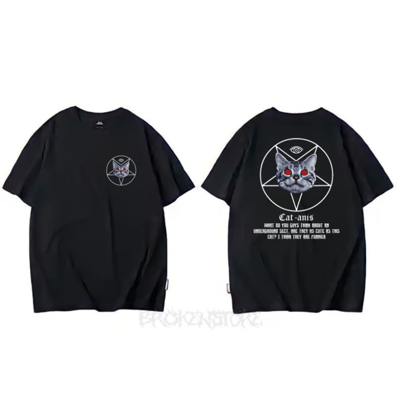 Kaos T-shirt Satanic cat - Kaos catanis - Kaos satanic - Kaos