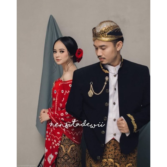 Set Baju Prewed - Basahan / Baju Couple Adat Jawa, Motif Jumputan