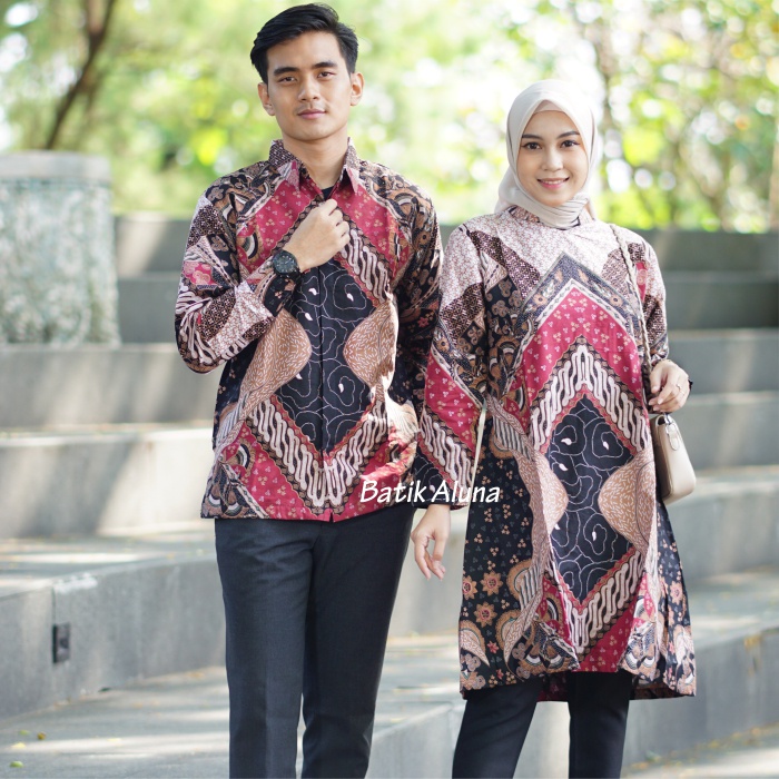 Batik Stelan Pria Wanita Premium Lengan Panjang Batik Aluna CBA 008