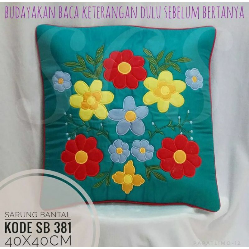 Sarung Bantal Sofa 40x40 cm Bordir Aplikasi Pillow Case Cushion Cover