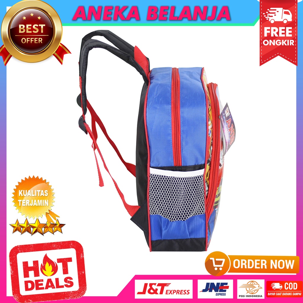 Tas Ransel Anak Cowok Mika Sedang Transformer Biru Back Pack Sekolah Karakter TK PAUD Play Group