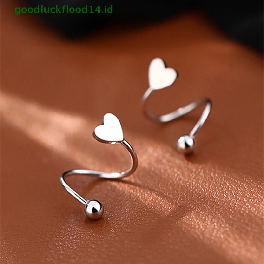 1 Pc Anting Stud Bentuk Bintang Hati Bahan Stainless Steel Untuk Wanita