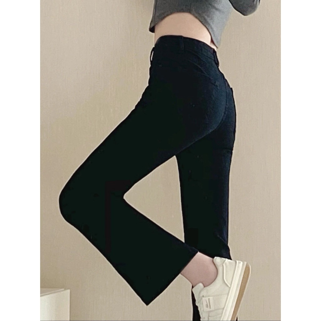 Celana Jeans Cutbray Import Fashion Stretch / Jeans Cutbray Wanita Highwaist Hitam