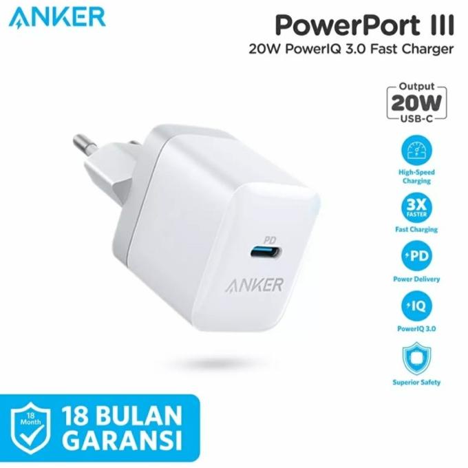 Anker Pd Fast Charger 20W Powerport Iii Nano Piq 3.0 Iphone 12 Ipad