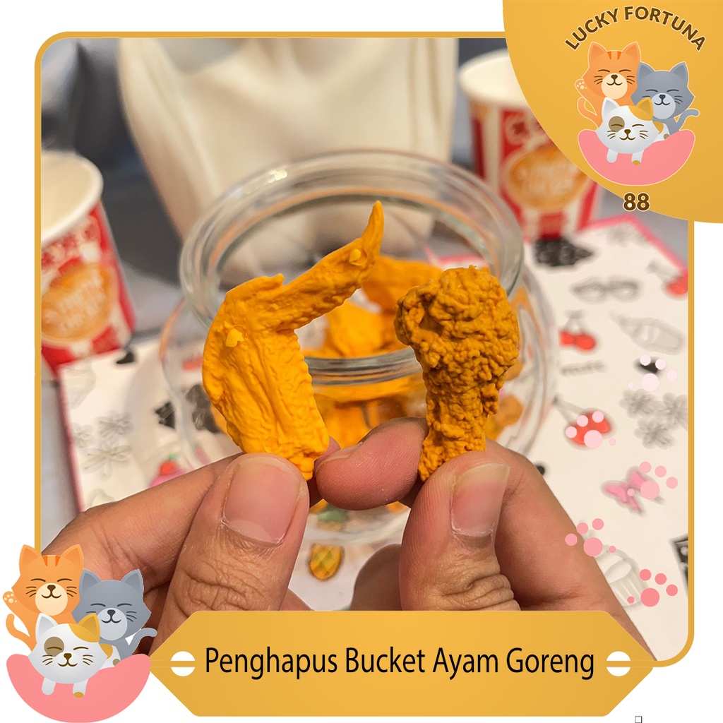 

[Luckyfortuna88] Penghapus Bentuk Bucket Ayam Eraser Bentuk Bentuk Bucket ayam Goreng alat tulis bentuk makanan fastfood alat tulis penghapus bentuk ayam goreng lucu murah