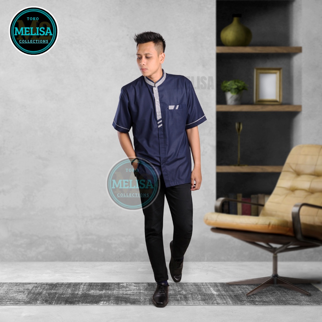 Baju Koko Lengan Pendek Baju Koko Fashion Muslim Pria Dewasa Terbaru Bahan Toyobo 8 warna