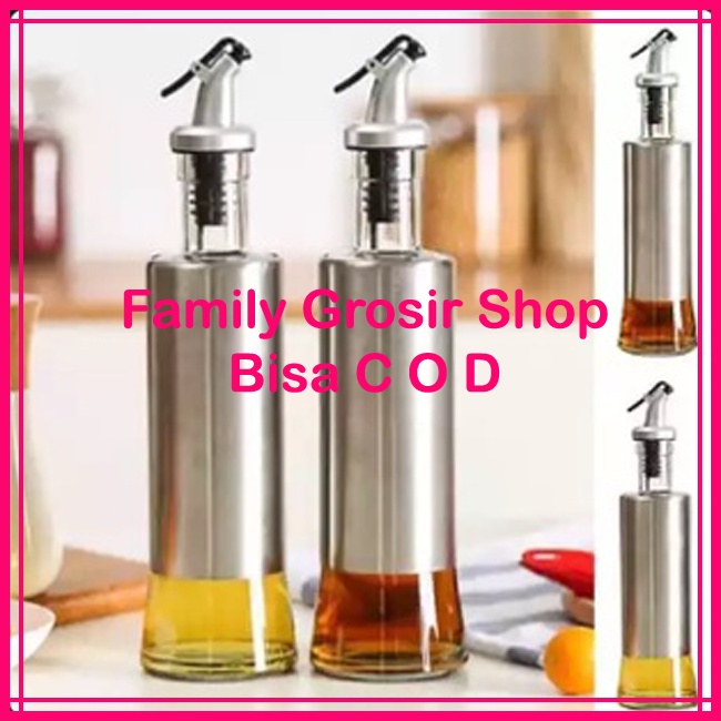 Botol Minyak Kecap Botol Kaca Bening STAINLESS Pourer 300 ml Oil Dispenser