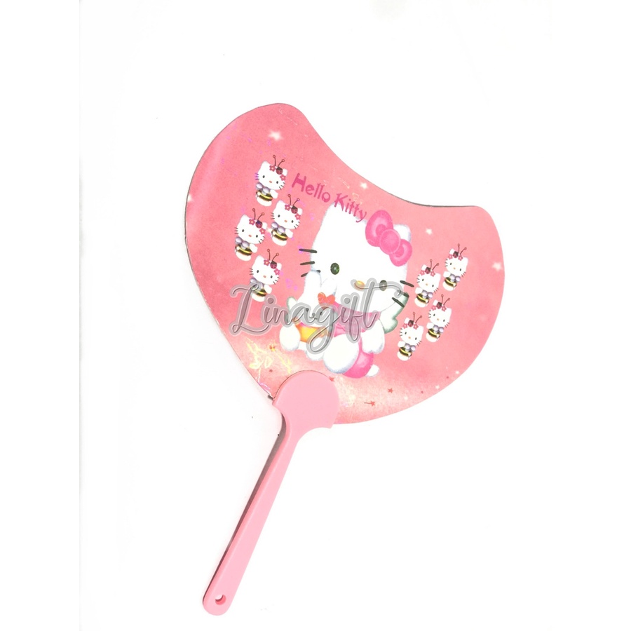 ( Ecer ) KIPAS MANUAL MOTIF ANAK-ANAK / KIPAS KARAKTER HELLO KITTY MICKEY KUCING BARBIE