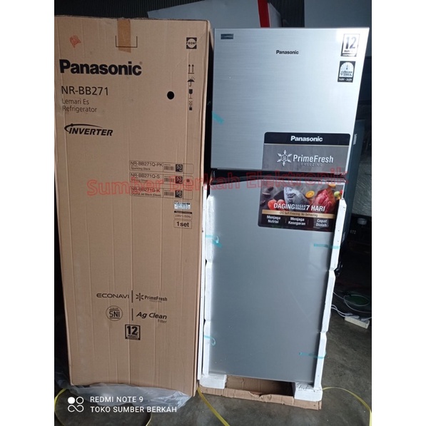 Kulkas 2 pintu panasonic 266 liter inverter 85 watt NR BB 271 QS / QPK promo