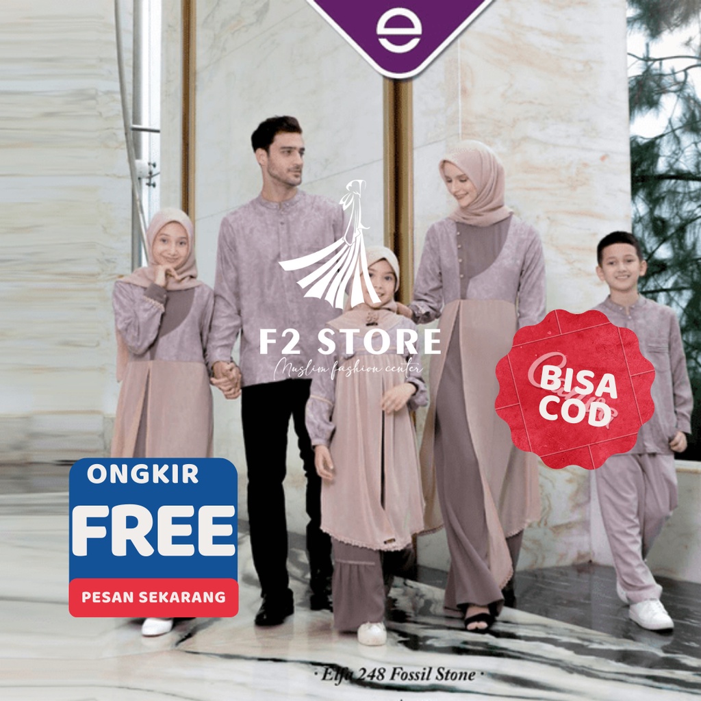 BUSANA MUSLIM SARIMBIT COUPLE ETHICA ORIGINAL - ELFA 248 FOSSIL STONE