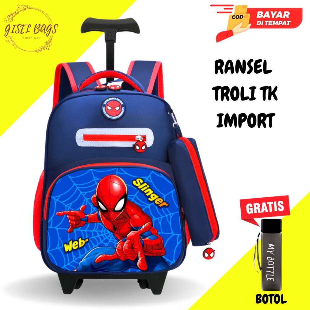 GSB Tas koper anak laki laki sekolah tk import karakter superhero gratis kotak pensil