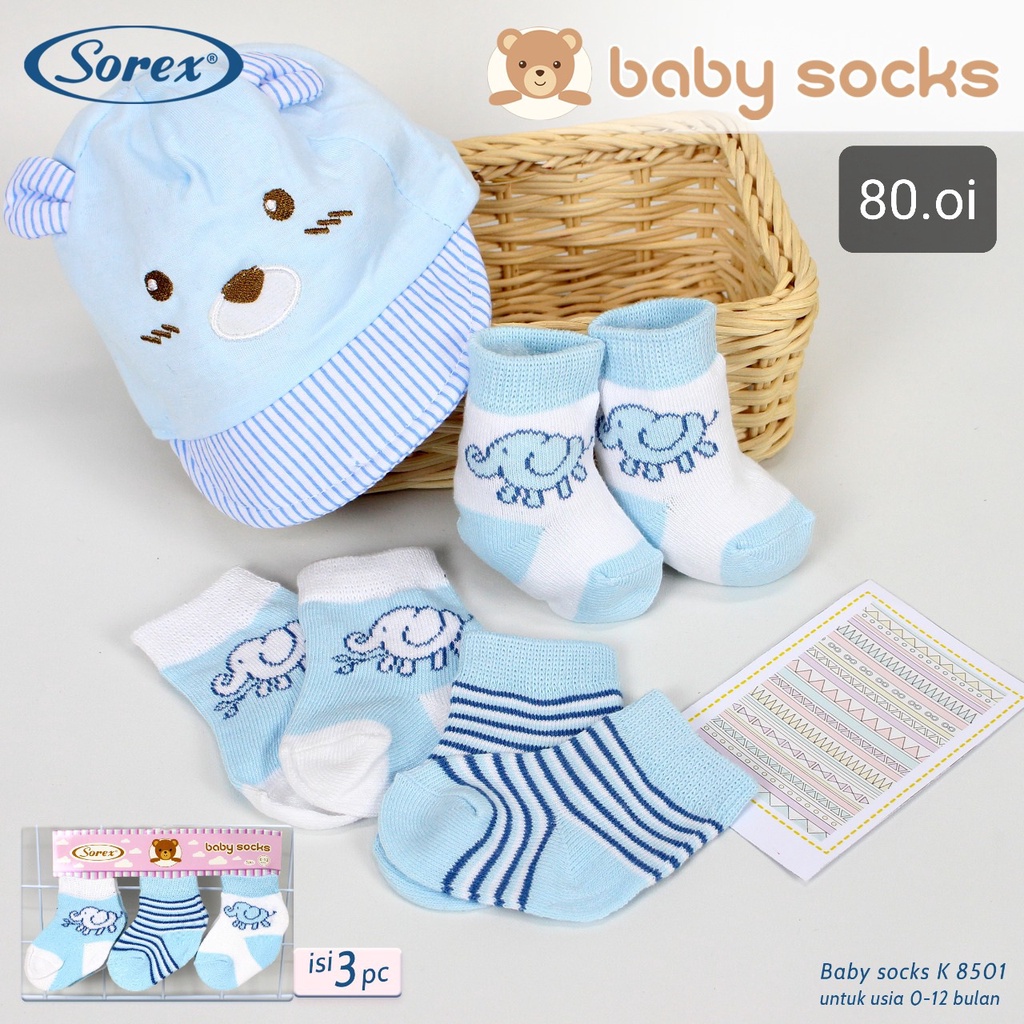 Sorex 3 Pasang Baby Socks Kaos Kaki Bayi Katun Lembut 0 - 12 Bulan