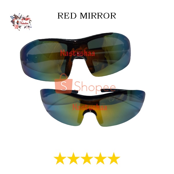 (READY COD) Kacamata Santai Bersepeda Outdoor Sport Lensa Mirror Sunglasses Man / Woman Kaca mata Sepeda Sporty Wraparounds