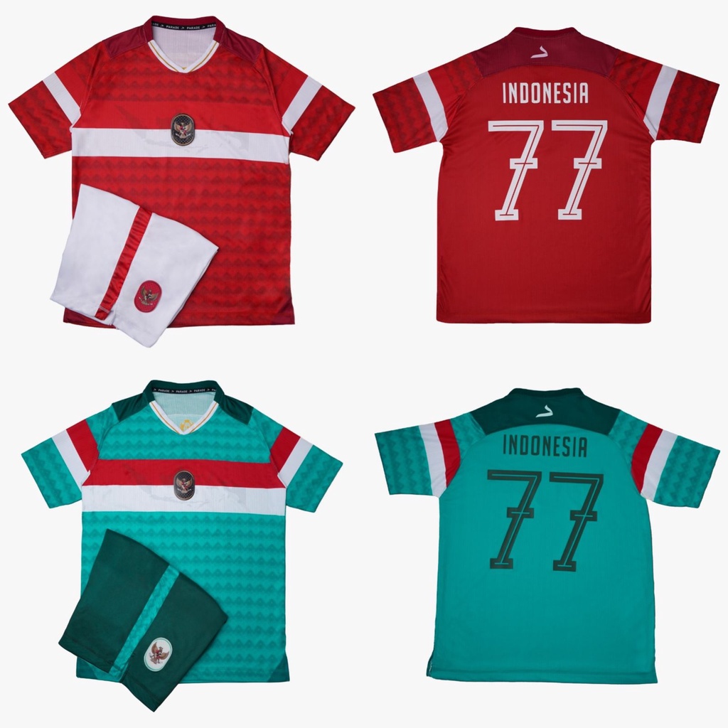 JERSEY ORIGINAL PARADE APPAREL JERSEY TIMNAS INDONESIA HOME DAN AWAY SPESIAL 77 TAHUN KEMERDEKAAN INDONESIA