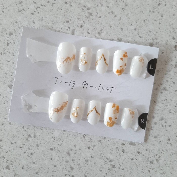 White set/Wedding Fake Nails/Fake Nails Custom/Custom Kuku Palsu