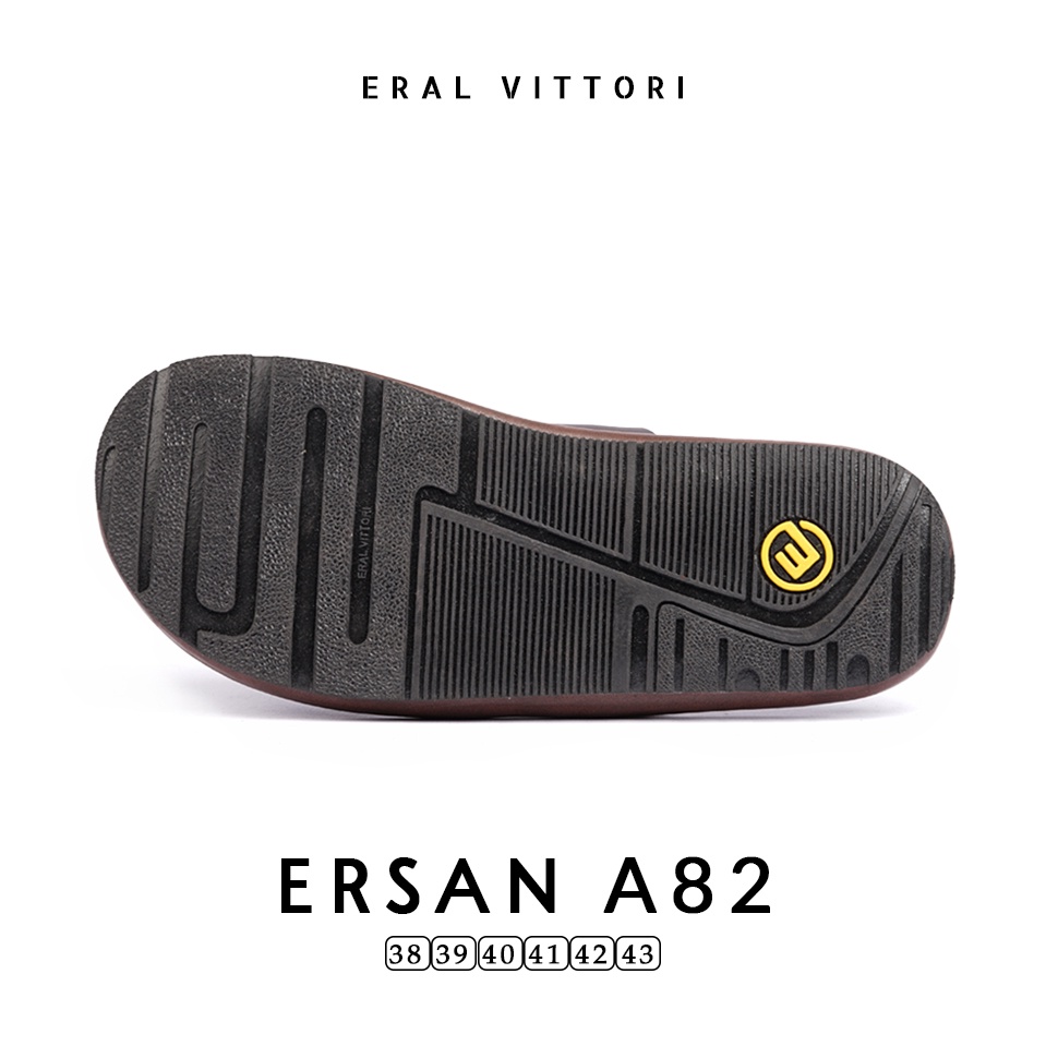 Eral Vittori -  Ersan A82 Sandal Pria Kulit Harian Santai Coklat