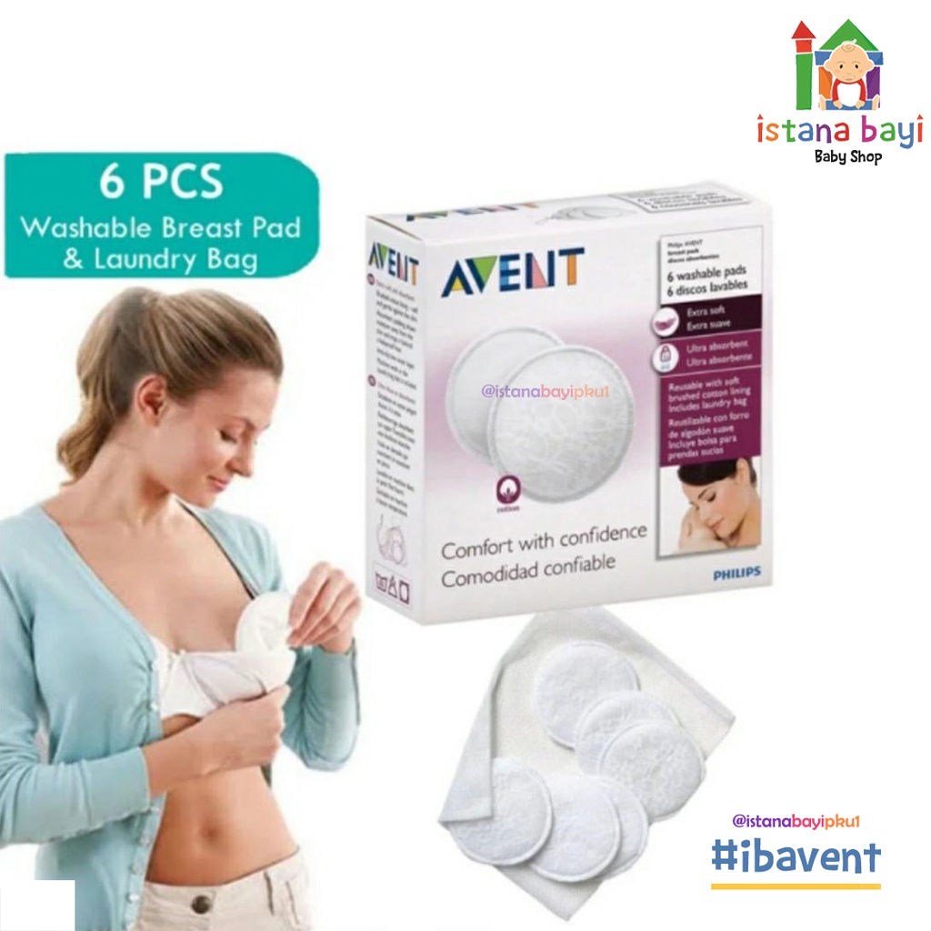 Avent Washable Breastpads (isi 6 pcs) with laundry bag/Penyerap Asi