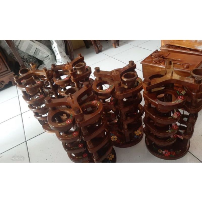 tempat Aqua gelas model bonsai kayu jati