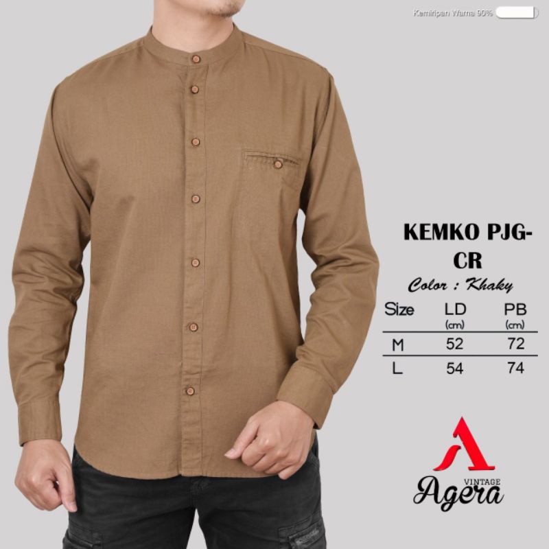 [ MR ] BAJU KEMEJA KOKO KEMKO PRIA LENGAN PANJANG FULL KANCING WARNA TERBARU AGERA MR