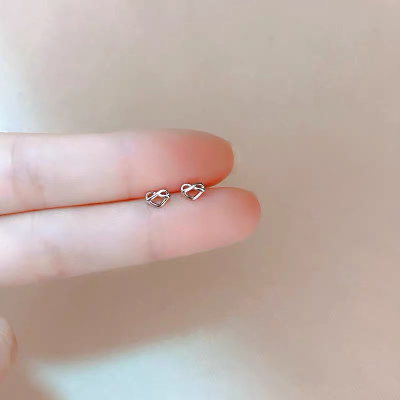 Roselife 1 Pasang Anting Tusuk Sterling Silver 925 Desain Hati Kecil Simple Anti Alergi Untuk Wanita