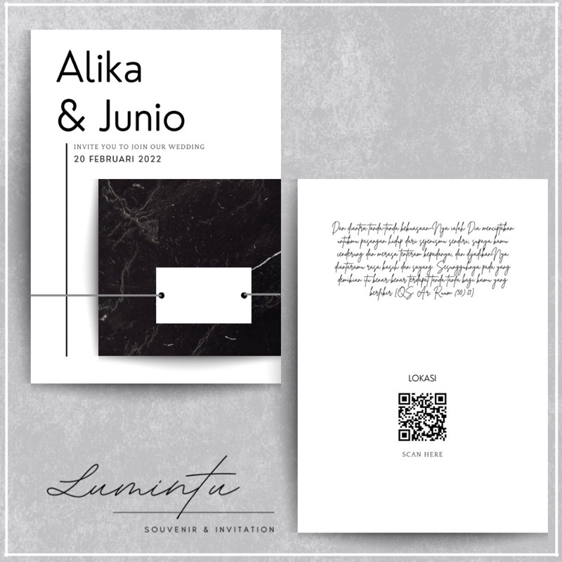 

Modern black marble invitation / undangan modern / undangan pernikahan aesthetic / undangan unik