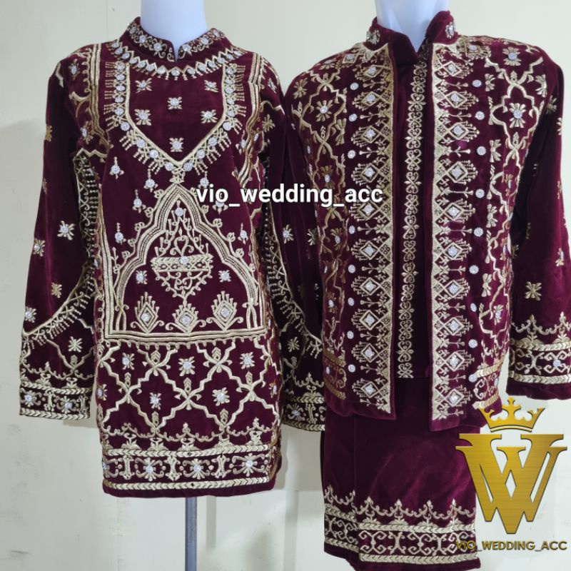 Baju pengantin bludru super Bordir