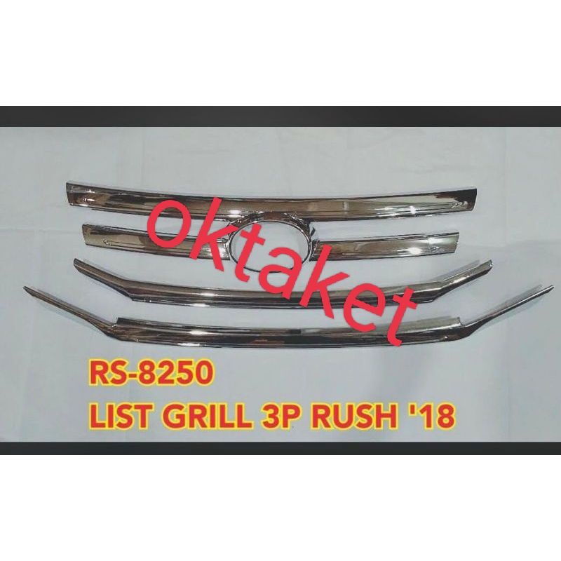 cover List grill depan 3pcs  all new rush Terios 2018 2019 2022 gr sport  chrome &amp; Hitam