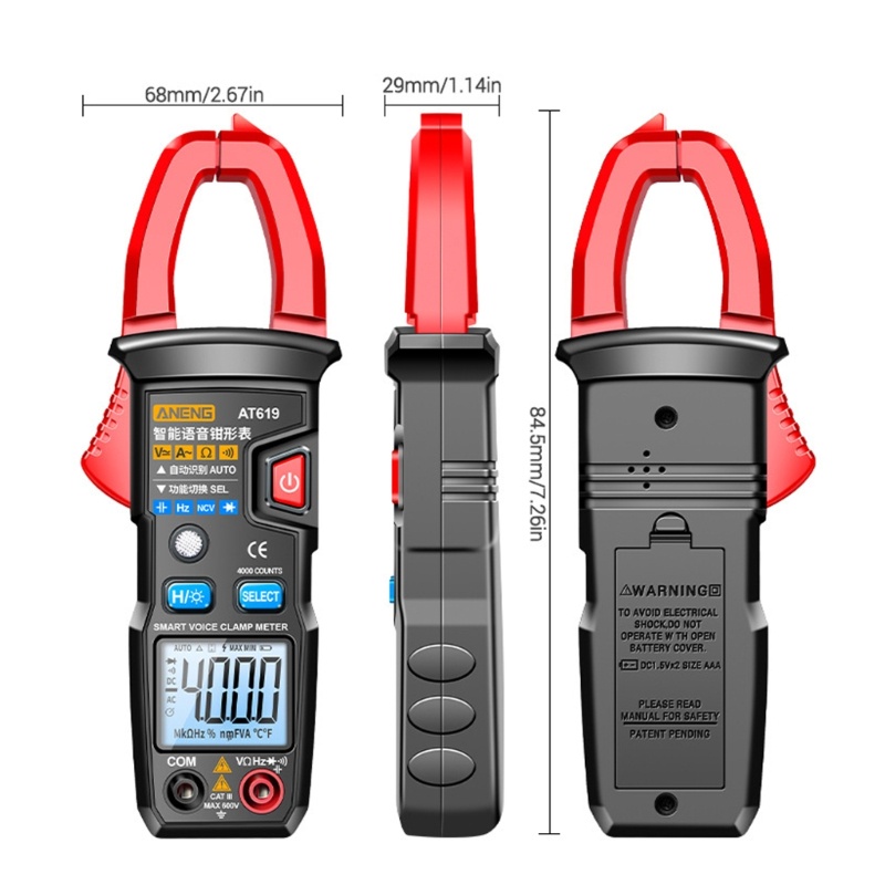 Zzz Clamp Meter Multimeter Tester Tegangan NCV 4000 Hitungan Dengan Fungsi Suara Broadcast Data