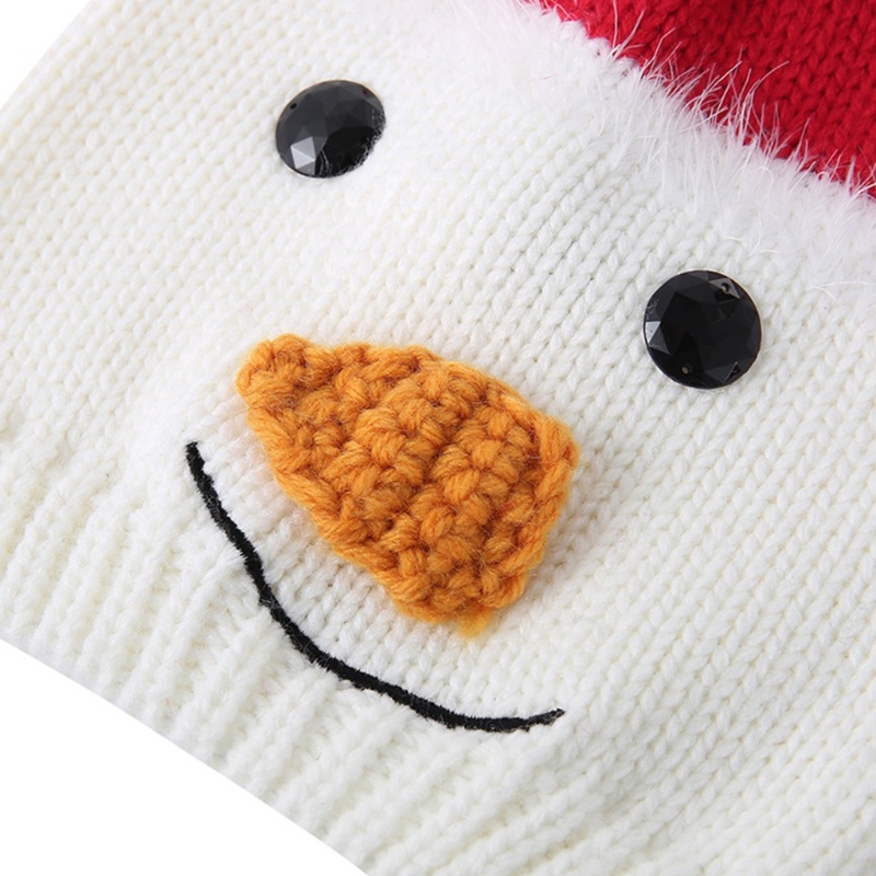 Topi Beanies Rajut Musim Dingin Bentuk Kartun Snowman Untuk Anak