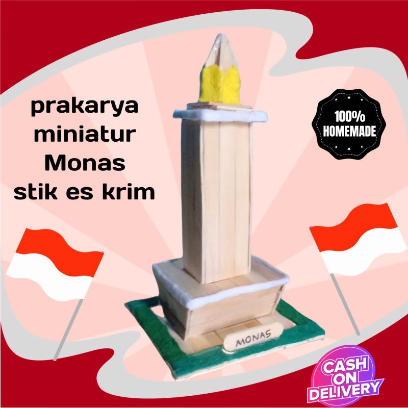 Jual kerajinan tangan stik es krim bentuk monas || miniatur monas stik