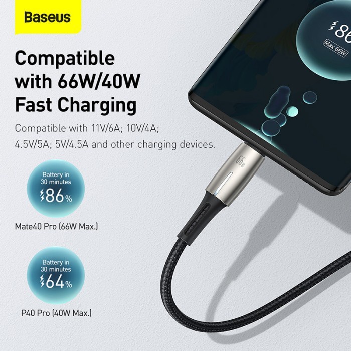 Baseus Original Water Drop Kabel Data USB to Type C Fast Charging 6A 66W Cable Charger Casan Ori Tipe C Quick Charge for Huawei Samsung XiaoMi Oppo Vivo