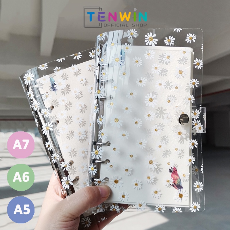 

A7/A6 /A5Clear Soft PVC Notebook Binder Cover Planner 6-Ring Loose-Leaf Folder-Tenwin