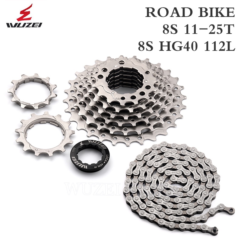 PREORDER WUZEI MTB Flywheel Chain 8 Speed 11-25/28/32/40/42T Cassette Freewheel 8S SHIMANO KMC 112L Chains Mountain Road Bicycle Parts
