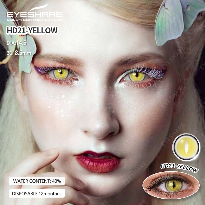 （COD）1pasang Pink Cosplay lensa kontak mata kucing warna diameter 14.5MM mata merah muda halloween softlens kawaii mata yang besar mata lucu kartun softlens 2022  new matasoftlens mata