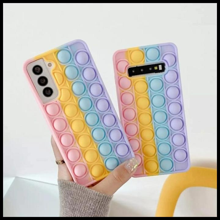 Case Silicone Samsung S10 Plus Pop It Bubble Design Pelangi Cover