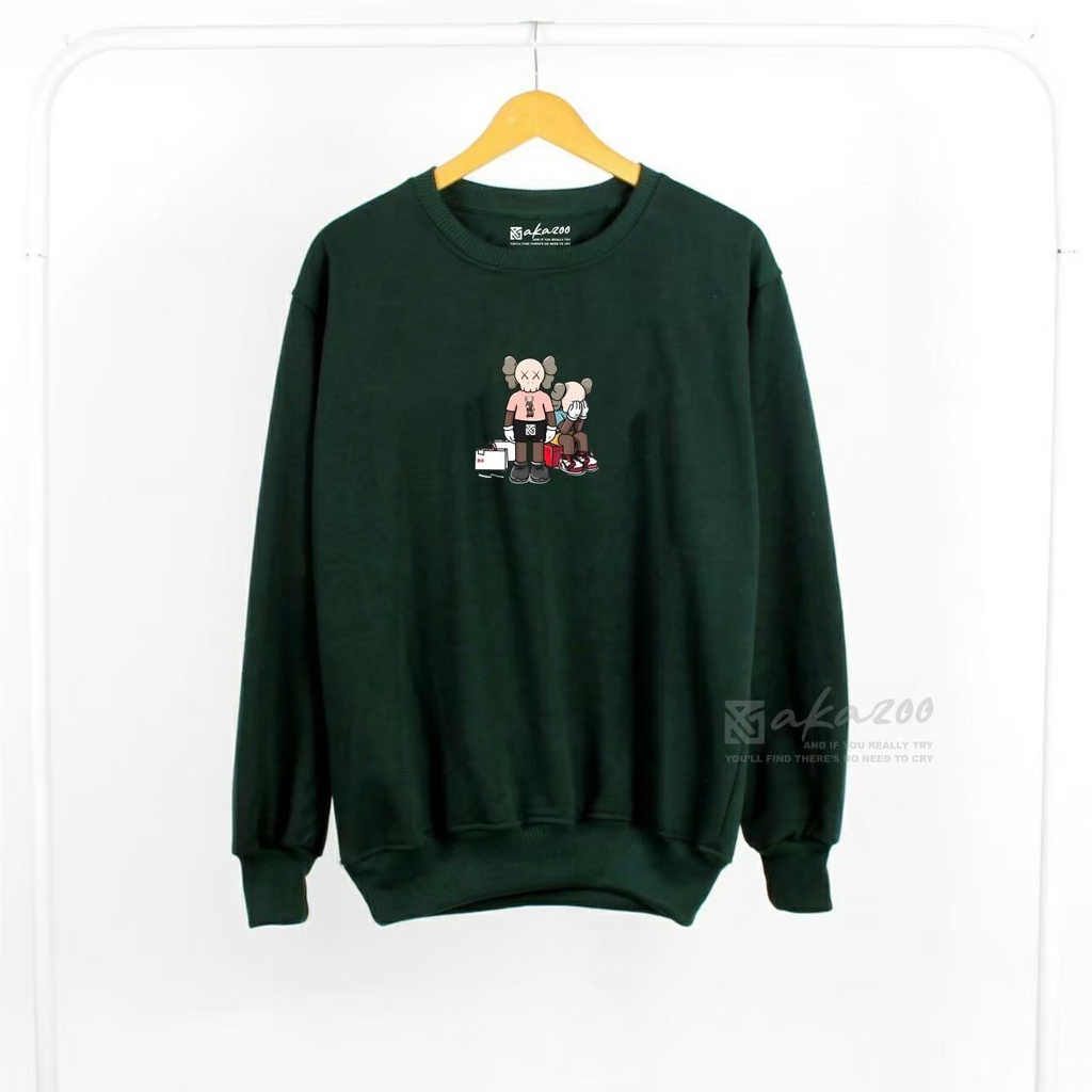 sweater  crewneck pria AKAZOO warna hijau b crewneck  gambar mimin crewneck polos oversize