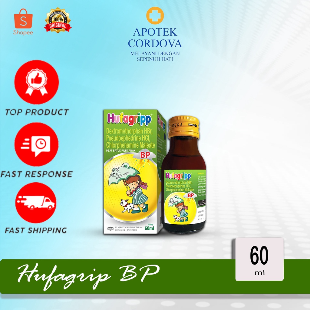 Hufagrip BP batuk pilek 60ml - sirup batuk pilek anak - hufagrip bp - hufagrip hijau