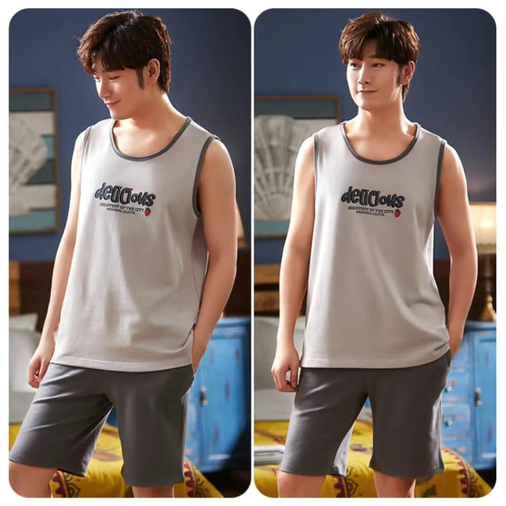 Baju tidur piyama tanktop pdk bahan kaos katun import