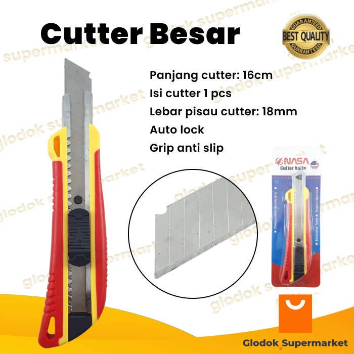 Cutter Besar Nasa Gagang Karet Kater Pisau Knife