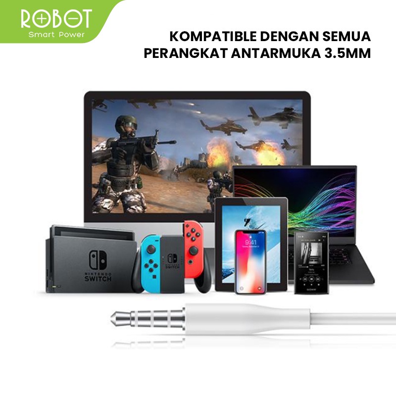 Headset Bass Robot RE801 Wired Earphone Compatible For All Phone Original - Garansi 1 Tahun