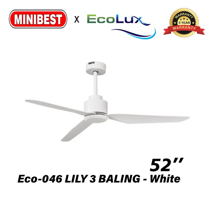 MB Ceilling fan / Kipas Angin Plafon gantung Ecolux Eco-046 LILY 3 BALING