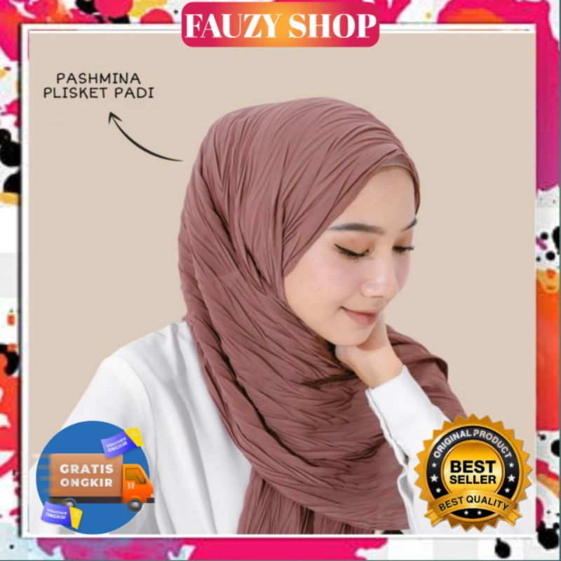 Pashmina Plisket Padi Pashmina Plisket Zafron Padi Pashmina Full Plisket Padi  Pasmina Plisket Padi 